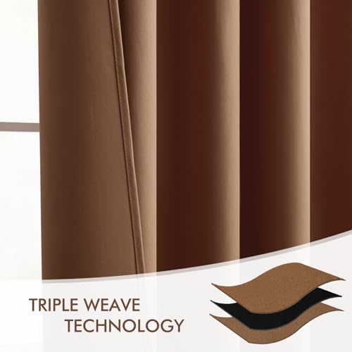 Cappuccino Brown Back Tab Blackout Curtains 52"x90" Long 2 Panel Set (2 Count)