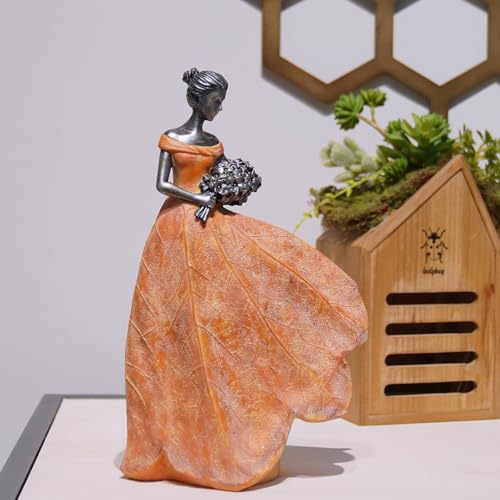 Fairy Statue Orange Leaf Angel Girls 7.5 x 4.5 x 11.5 Inch