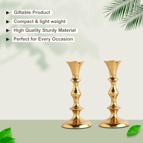 Gold Candle Holders Set of 2 Decorative Centerpiece Table Candlesticks Holders for Taper Candles Home Decor Easter Candle Holders for Dinner Party Wedding Decorations