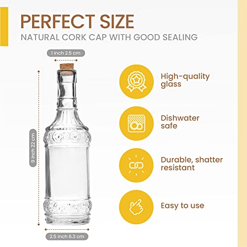 Assorted Clear Glass Bottles with Corks (6 Count)