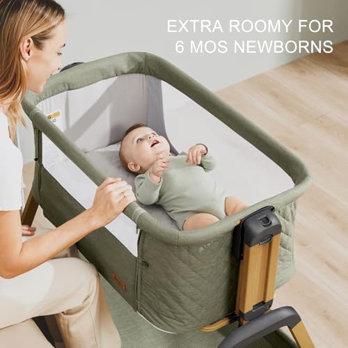 3-in-1 Baby Bassinet, Bedside Sleeper, Rocking Mode, Wheels, Green