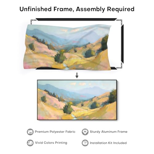36"x72" Extra Large Framed Wall Art Golden Valley Light Landscape Illustration for Home Living Room Bedroom Decor