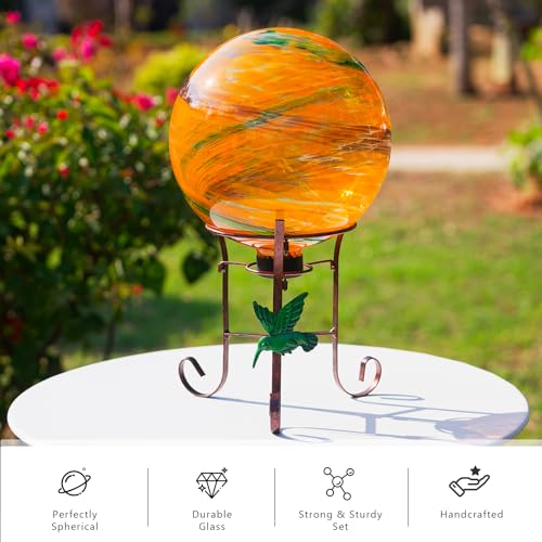 10 Inch Glass Gazing Ball with 9.4" H Metal Stand