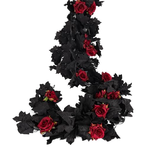Artificial Black Garland Hanging Vine Artificial Red Floral Garland (11.4 Foot)