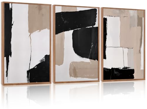 Large Abstract Neutral Framed Canvas Wall Art