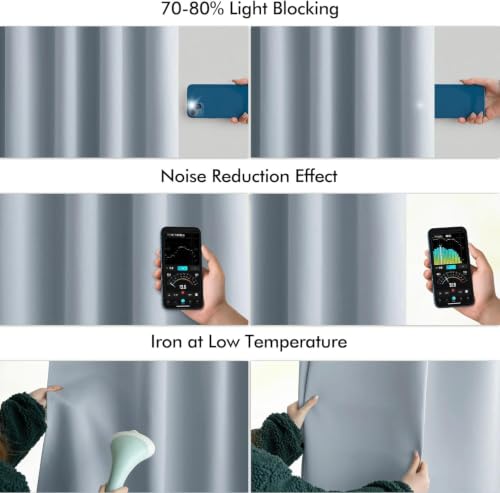 Light Blue Back Tab Blackout Curtains 52x108 Inch Long 2 Panels Set (2 Count)