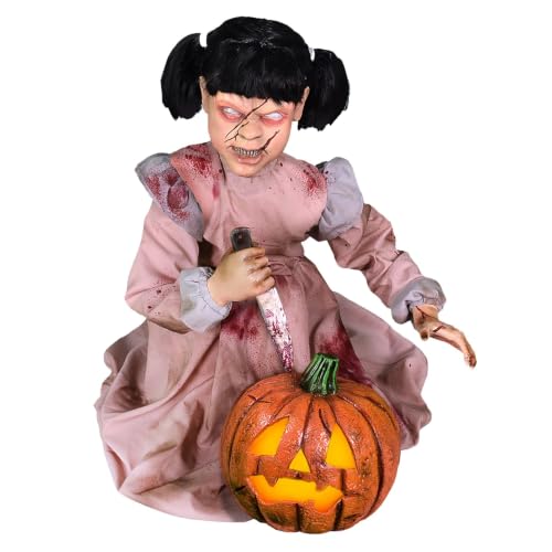 Lunging Pumpkin Carver Zombie Girl by Tekky