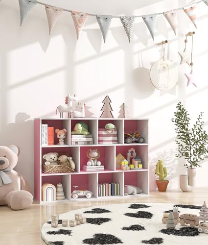 11 Cube Pink Kids Bookshelf and Toy Organizer