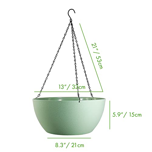 13 inch 2 Pack Large Hanging Planters for Indoor Outdoor Plants with Drainage Holes and Chain (2 Count)