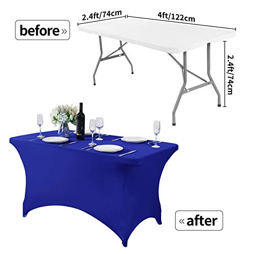 Spandex Table Cover for 4FT or 6ft or 8ft Table Universal Fitted Stretch Tablecloth for Party