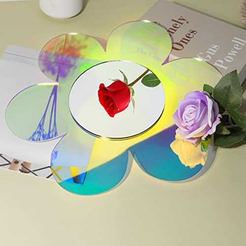Irregular Wall Mirror Wavy Acrylic Rainbow Mirror Room Decor Aesthetic Mirrors Amorphic Vanity Retro Mirrors for Bedroom Living Room Bathroom Entryway Wall Decor