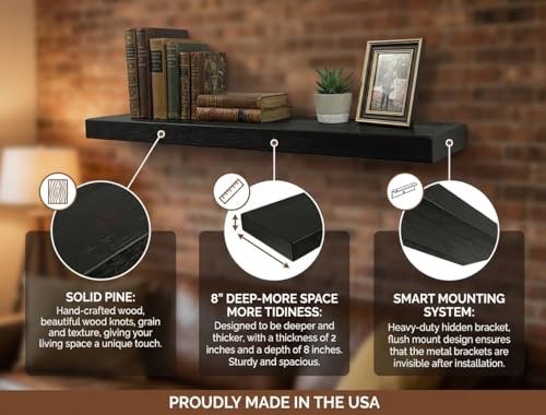 Joel’s Antiques 48 Inch Wooden Floating Shelves for Wall