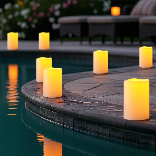 6"x4" Waterproof Outdoor Flameless Pillar Candles with Remote Timer (2 Count)
