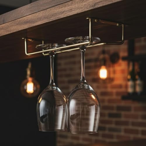 Set of 2 Brass Plated 10" Glass Hanger