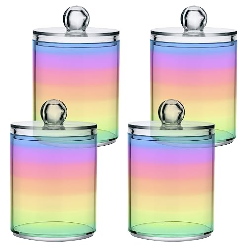 Rainbow Pastel 2PC Airtight Transparent Plastic Storage Jar Food Storage Container Plastic for Food Herbs Tea etc with Storage Lid easy to use and clean With lid Easy To Use (2 Count)
