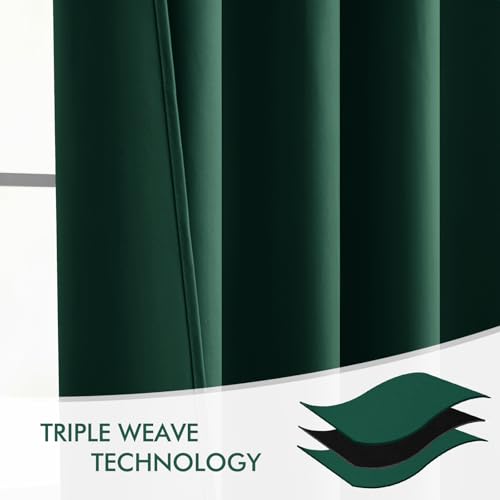 Christmas Hunter Green Back Tab Blackout Curtains 52"x108" 2 Panels (2 Count)