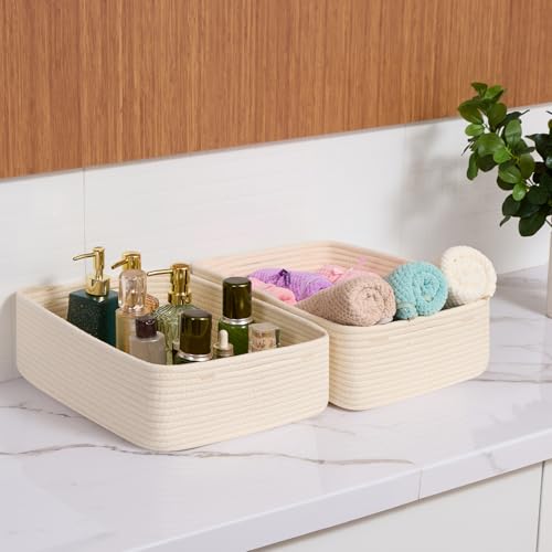 Large Shallow Organizing Baskets 15x11x5.1 Inches (3 Count)