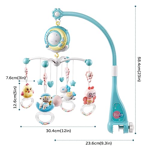 Baby Mobile for Crib with 150 Melodies & Projector Blue