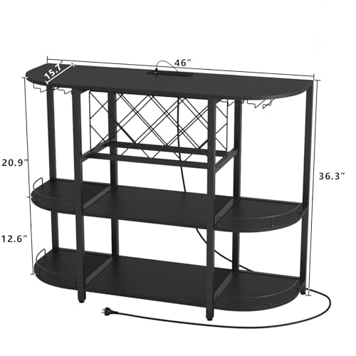 Wine Cabinet Coffee Table with Power Socket and LED Light