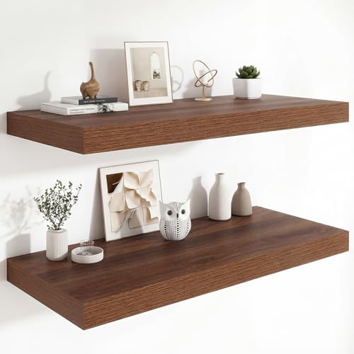 36 x 12 Deep Floating Shelves Wall Mounted Set of 2 Walnut (2 Count)