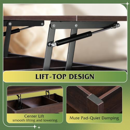 Lift Top Coffee Table with LED and 2 Drawers