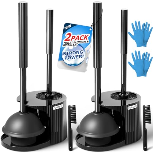 2Pack 4in1 Toilet Plunger and Brush Set (2 Count)