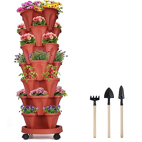 Stackable Planters 7 Tier Vertical Garden Planting Tower Planters Strawberry