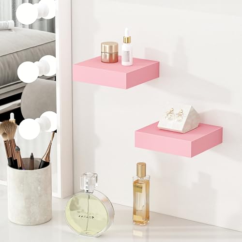 Pink Floating Shelves for Wall (2 Count)