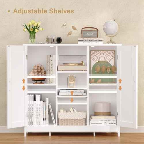 Storage Cabinet with 2 Doors and 4 Storage Shelves