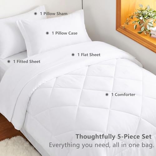 Twin Comforter Set 68"x88" White