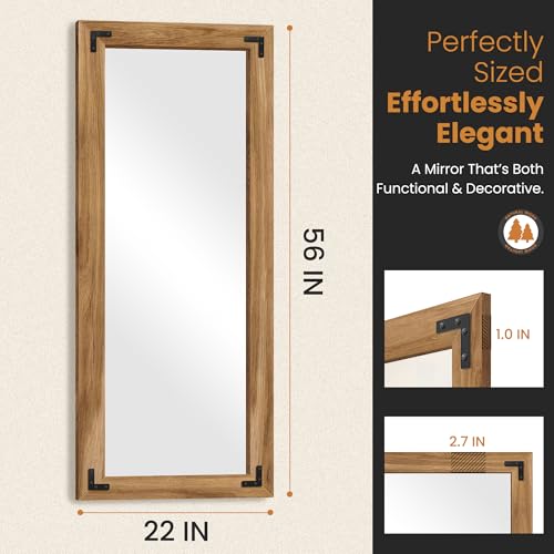 Wood Framed Full Length Mirror for Wall