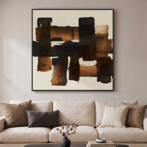 Extra Large Framed Brown Black Abstract Wall Art for Living Room