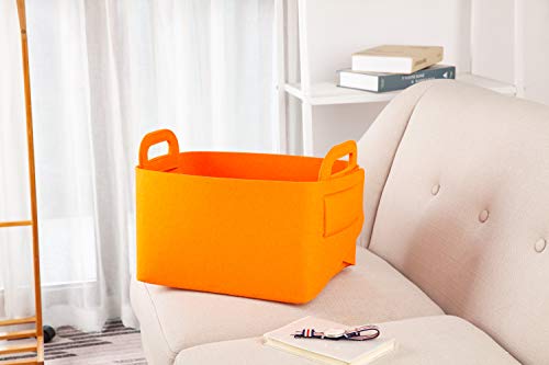 Storage Basket Felt Storage Bin Collapsible& Convenient Box Organizer with Carry Handles for Office Bedroom Closet Babies Nursery Toys Laundry