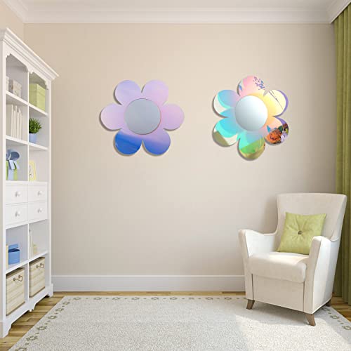 Irregular Wall Mirror Wavy Acrylic Rainbow Mirror Room Decor Aesthetic Mirrors Amorphic Vanity Retro Mirrors for Bedroom Living Room Bathroom Entryway Wall Decor