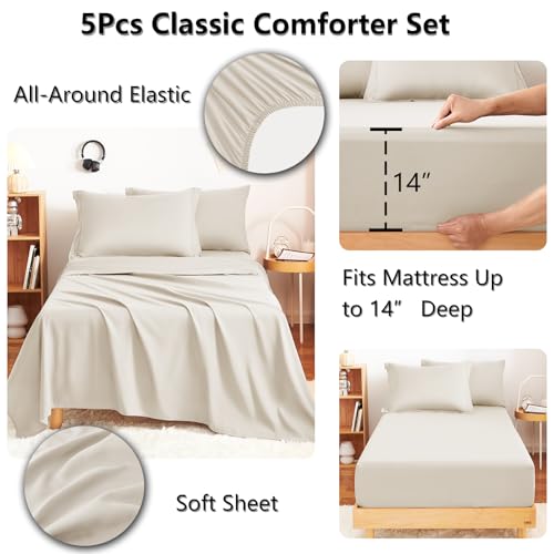 Twin Comforter Set 68"x88" Beige