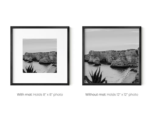 12x12 Black Metal Picture Frames Matted to 8x8 (15 Count)