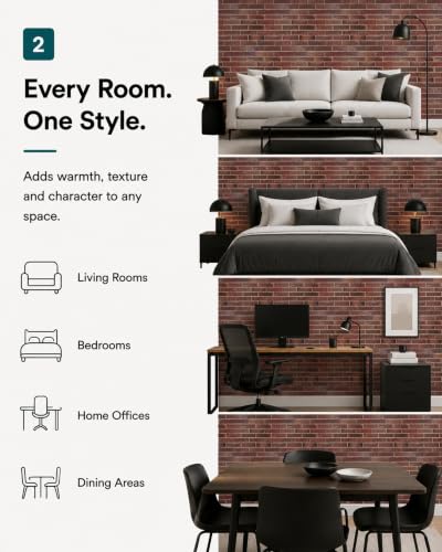 3D Faux Red Brick Wall Panels (28.8628472222222 Sq Ft)