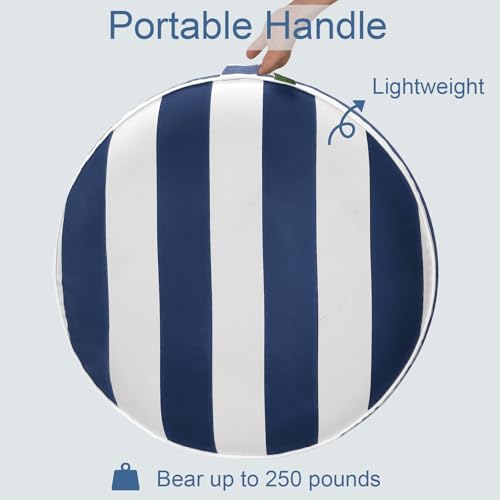 Indoor Outdoor Inflatable Ottoman with Handle D21 x H9 Inch