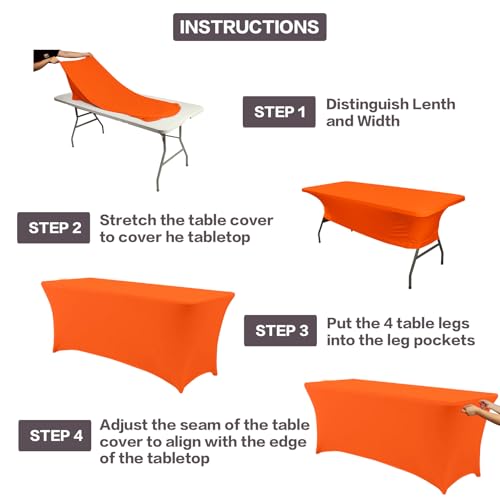 8FT Table Cloth for Rectangular Spandex Orange Table Cover