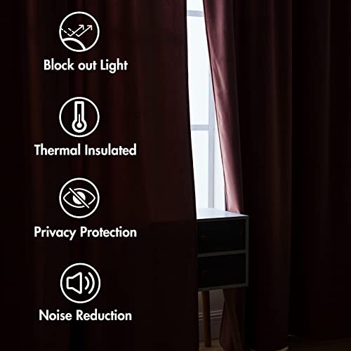 Dusty Rose Pink Velvet Pinch Pleat Blackout Curtains 52" W x 90" L (2 Count)