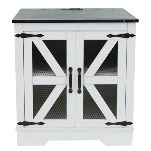 Farmhouse End Table Set with Charging Station