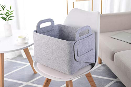 Storage Basket Felt Storage Bin Collapsible& Convenient Box Organizer with Carry Handles for Office Bedroom Closet Babies Nursery Toys Laundry