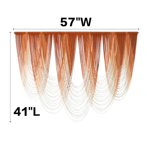 Macrame Wall Hanging Orange Boho Dip Dye Fiber Art Craftsmanship 57"W*41"L