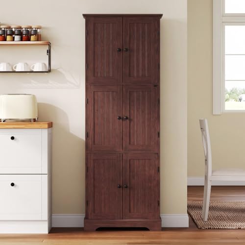 63.2" Tall Bathroom Storage Cabinet with 6 Doors