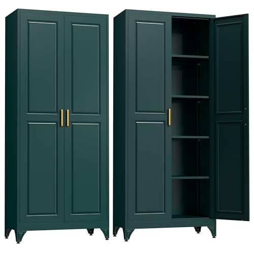 75”Metal Pantry Storage Cabinet with Doors & 4 Adjustable Shelves