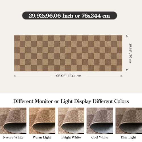Checkered Easy Jute Kitchen Runner Rug