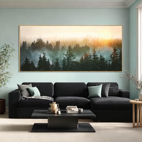 Nature Wall Art Tree Wood Wall Decor Forest Canvas Pictures 32"x70" Bedroom Artwork Over Bed Poster for Dining Room Office