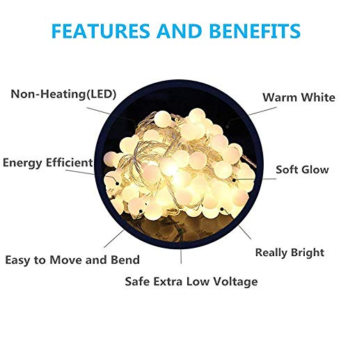49.2ft Globe String Lights with Remote for Indoor Bedroom Warm White (49 Foot)