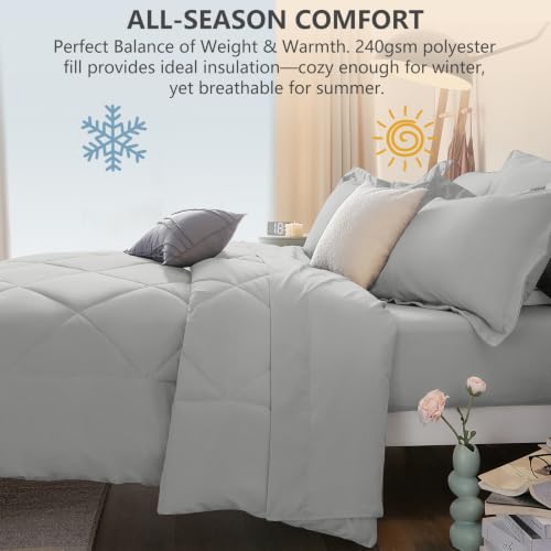 Twin XL Comforter Set 68"x88" Light Grey