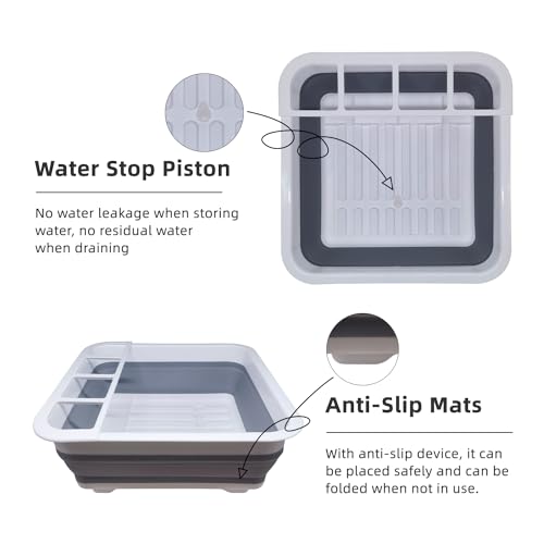Collapsible Dish Drying Rack for RV Campers Portable Dinnerware Drainer Organizer for Kitchen Travel Trailer